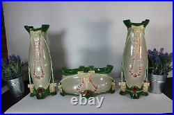 Art nouveau EICHWALD pottery mantel set vases marked