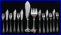 Art nouveau Jugendstil cutlery, fish flatware & serving set, Model 29 Efeu / Ivy