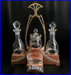 Arts & crafts set table copper brass WMF oil vinegar pepper salt art nouveau