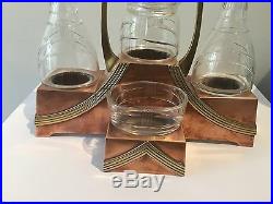 Arts & crafts set table copper brass WMF oil vinegar pepper salt art nouveau