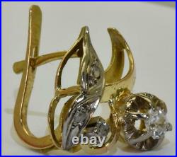Astonishing antique Art-Nouveau 18k gold & Diamonds Earrings set in luxury box