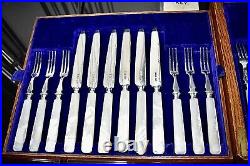 Beautiful 24 Piece Set of Solid Silver & Mother Of Pearl Fruit Knives & Forks I