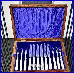 Beautiful 24 Piece Set of Solid Silver & Mother Of Pearl Fruit Knives & Forks I