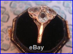 Beautiful 9CT Gold Art Nouveau InspiredGlittering Blue Topaz Gemstones Set Ring