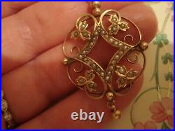 Beautiful Antique Art Nouveau, Finely Crafted 9CT Gold Seed Pearls Set Pendant