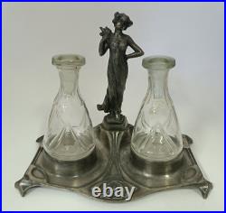 Beautiful Art Nouveau Perfume Bottle Set Silverplated Marked Wmf Germany