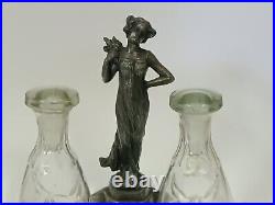 Beautiful Art Nouveau Perfume Bottle Set Silverplated Marked Wmf Germany