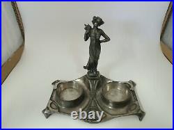 Beautiful Art Nouveau Perfume Bottle Set Silverplated Marked Wmf Germany