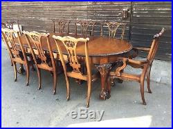 Beautiful Chippendale style Cuban Mahogany dining table set, Pro French polished