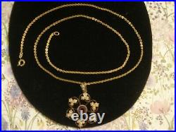 Beautiful, Finely Crafted Antique Art Nouveau Seed Pearls Set Gold Gilded Pendant