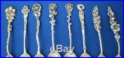 Beautiful Floral Set of (8) Eight Reed & Barton Harlequin Sterling spoons