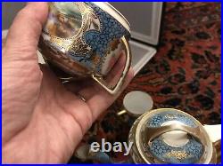 Beautiful Nippon moriage gold Art nouveau scenic coffee pot set w tray 8 pieces