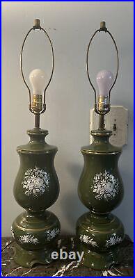 Beautiful Set Of 2 Antique lamps green gold white Art Nouveau 33