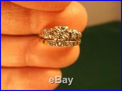 Beautiful Vtg Antique Art Deco Era 14k Yellow Gold & Diamond Wedding Ring Set