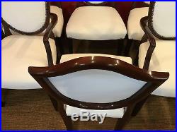 Beautiful set 12 Lilly White leather mahogany Dining Chairs Pro French polished