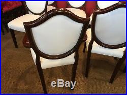 Beautiful set 12 Lilly White leather mahogany Dining Chairs Pro French polished
