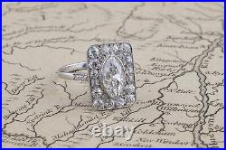 Bezel Set Marquise & Round Cut 1.95CT Cubic Zirconia Art Nouveau Women's Ring