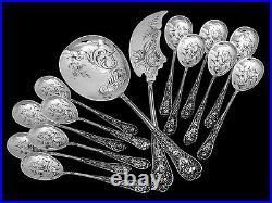 Bonnescoeur French All Sterling Silver Ice Cream Set 14 pc with box Rococo