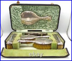 Boxed Walker & Hall Art Nouveau Silver Dressing Table Set Hallmarked 1914