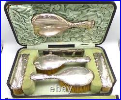 Boxed Walker & Hall Art Nouveau Silver Dressing Table Set Hallmarked 1914