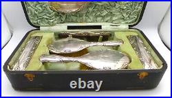 Boxed Walker & Hall Art Nouveau Silver Dressing Table Set Hallmarked 1914