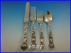 Bridal Rose by Alvin Sterling Silver Flatware Service For 12 Set 49 Pieces