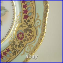 C1895 D&CO Limoges 11 Floral Gold Encrusted Art Nouveau Cabinet Plate Set