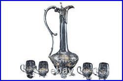 C1910 Art Nouveau 800 Silver Mounted cordial set