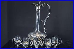 C1910 Art Nouveau 800 Silver Mounted cordial set