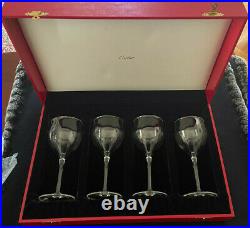 CARTIER Crystal Set of 4 Stolzle Wine Glasses in Original Presentation Box