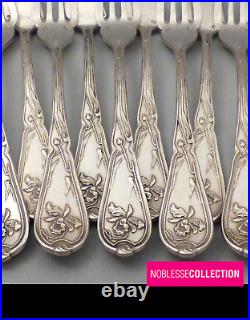 Cailar & Bayard Antique Art Nouveau Iris French Silver Plate Fish Flatware Set