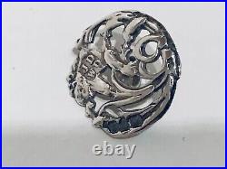Cased Set 6 Art Nouveau Solid Silver Buttons, Chester 1902, James Deakin