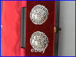 Cased Set Of 6 Levi & Salamen Art Nouveau Hallmarked Silver Buttons 1904