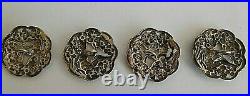 Cased Set Of Six Art Nouveau Levi And Salaman Girl In A Swing Silver Buttons