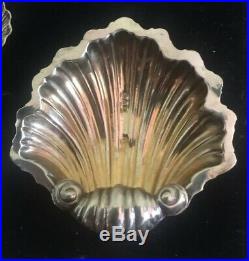 Cased Set Of Solid Silver Open Shell Salts + Matching Spoons Chester 1910 A949