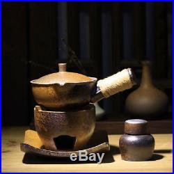 Ceramic Side Handle Teapot With Alcohol Wick Burner Stand Kungfu Tea Cooking Set