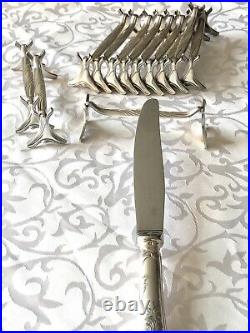 Christofle Art Nouveau Antique Silver Plated Knife Rest Set Of 12 Pcs
