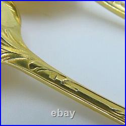 Christofle Gold Plated Teaspoons Antique Art Nouveau Flatware Set of 6 RARE