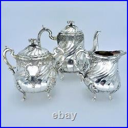 Christofle Tea Set Teapot Antique Silver Plated French Louis XIV Art Nouveau