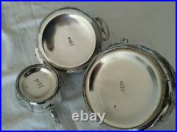 Christofle gallia tea service has art nouveau maple silvery metal silver tea set
