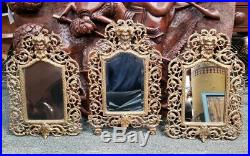 Circa 1890 Set of 3 P. E. Guerin Gilt Brass Bacchus Mirrors Made in New York