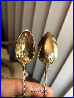 Circa 1900 Art Nouveau Gilt Silver 800 After Dinner Coffee spoons 4 1/2 6pc set