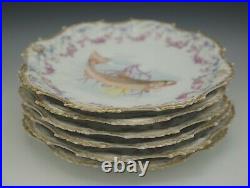 Coiffe Limoges Fish Service Set Of 6 Dinner Plates 9 Different Fish Antique
