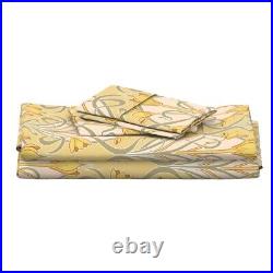Cream Yellow Flowers Art Nouveau 100% Cotton Sateen Sheet Set by Spoonflower