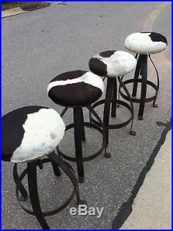 Custom-made cowhide bar stool set of 4