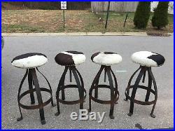 Custom-made cowhide bar stool set of 4