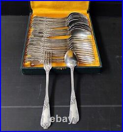 Cutlery Set 24 Covered 12 Spoon 12 Fork Plate Silver Art Nouveau