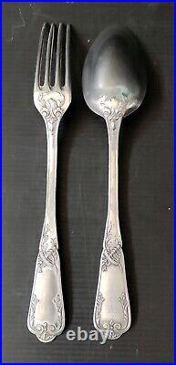 Cutlery Set 24 Covered 12 Spoon 12 Fork Plate Silver Art Nouveau
