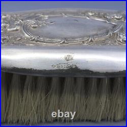 DERBY SILVER CO Art Nouveau Silverplate 4pc Vanity Dresser Set Comb Brush Mirror