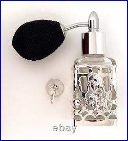 Dressing Table Perfume Atomizer and Funnel Set Art Nouveau Style 925 Sterling